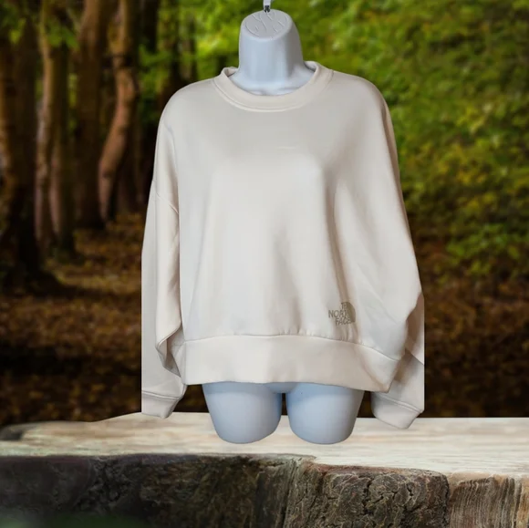 North Face Crop Horizon Performance Crew Sweatshirt. Gardenia White. Size M - Picture 3 of 11